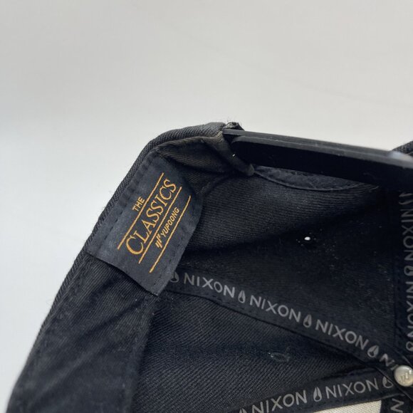 Nixon Embroidery logo Classic Snapback Triple Black Leather front Skate Surf Y2K - Picture 7 of 12